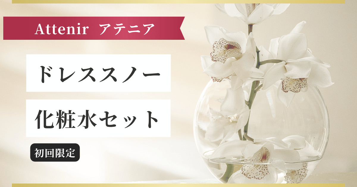 【Attenirアテニア】ドレススノー化粧水セット記事のアイキャッチ画像